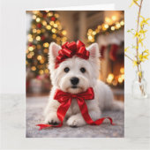 Carte de Noël Westie (Fleur jaune)