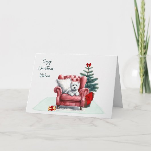 Carte de Noël Westie Cozy (Devant)