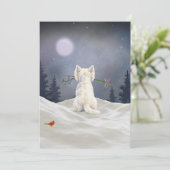 Carte de Noël Westie d'hiver avec du gui (Debout devant)