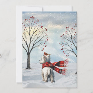 Carte de Noël Westie d'hiver et Cardinal enneigé