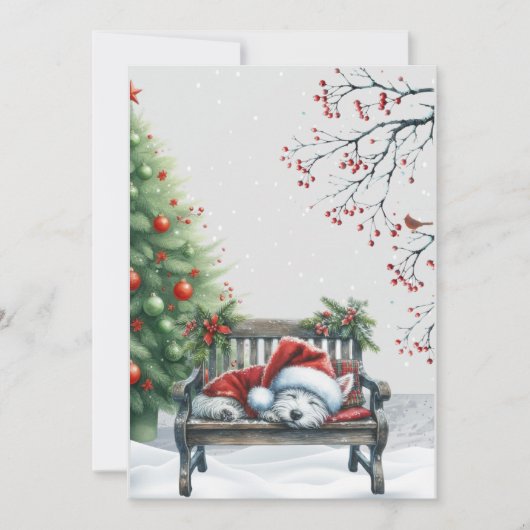 Carte de Noël Westie endormi (Devant)