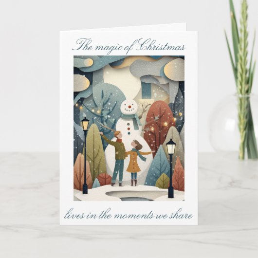 Carte de Noël Whimsical avec conception de papier (Devant)