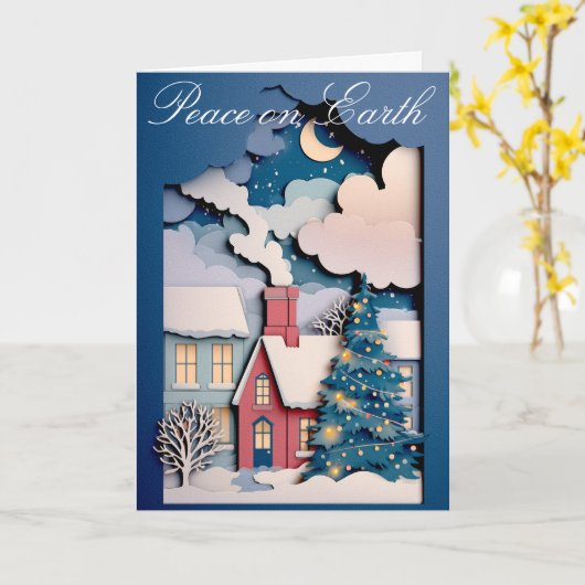 Carte de Noël Whimsical avec conception de papier  (Fleur jaune)