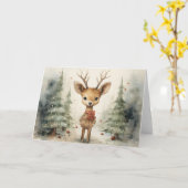 Carte de Noël Whimsical Deer (Fleur jaune)