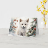 Carte de Noël Whimsical Fox (Fleur jaune)