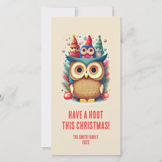 Carte de Noël Whimsical Owl Family (Devant)