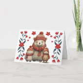 Carte de Noël Whimsical Winter Bears & Florals (Dos)