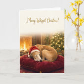 Carte de Noël Whippet (Fleur jaune)