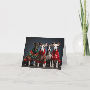 Carte de Noël Whippet Puppies