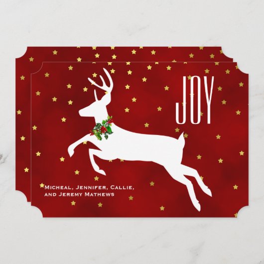 Carte de Noël White Deer Joy (Devant / Derrière)