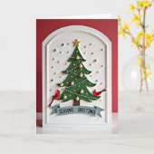 Carte de Noël Winter Cardinals (Fleur jaune)