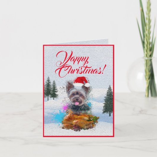 Carte de Noël Yorkie Chien Yappy sur mesure (Devant)