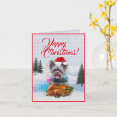Carte de Noël Yorkie Chien Yappy sur mesure (Fleur jaune)
