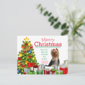 Carte de Noël Yorkshire Terrier (Debout devant)