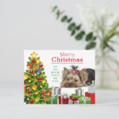 Carte de Noël Yorkshire Terrier (Debout devant)