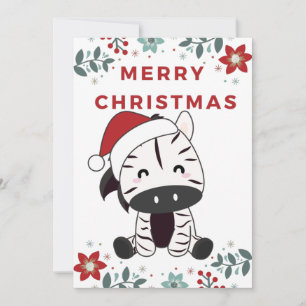 Carte de Noël Zèbre Animaux d'hiver Fête