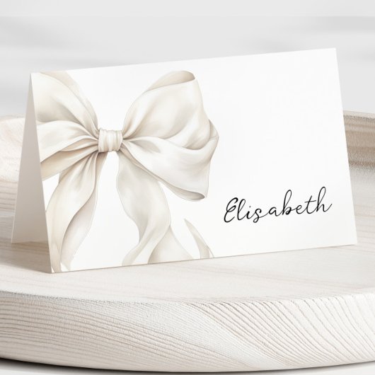 Carte de nom à ruban blanc