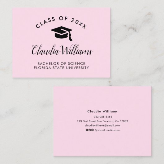 Carte de nom de diplôme - Carte d'insertion classi (Devant / Derrière)