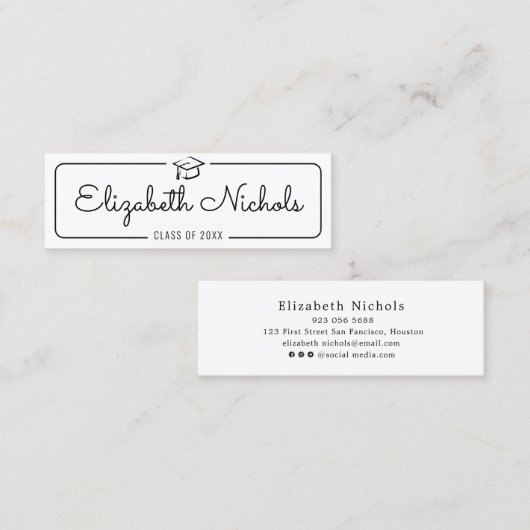 Carte de nom de diplôme. Carte d'insertion classiq (Devant / Derrière)