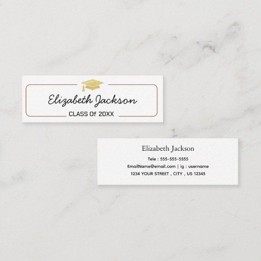 Carte de nom de diplôme | Carte d'insertion de scr (Devant / Derrière)