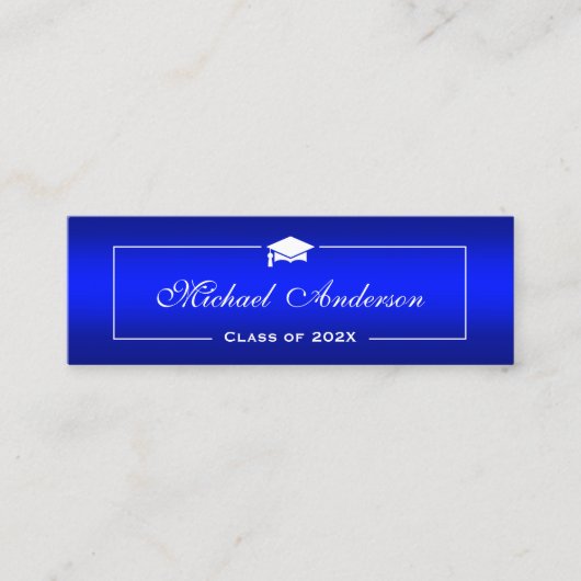 Carte de nom de diplôme - Classy Plain Blue Gradie (Devant)