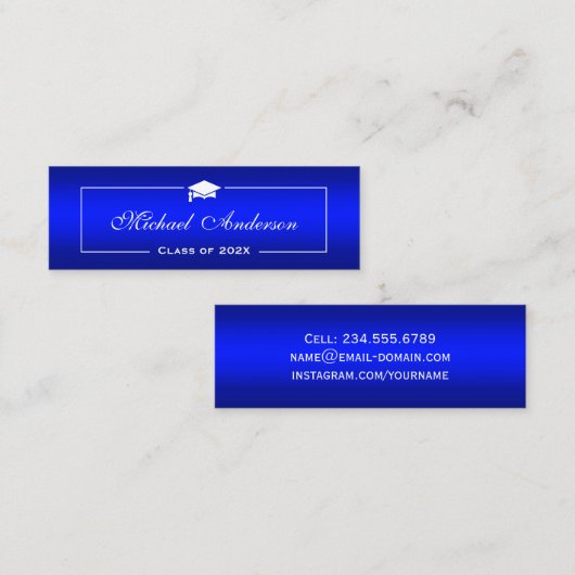 Carte de nom de diplôme - Classy Plain Blue Gradie (Devant / Derrière)