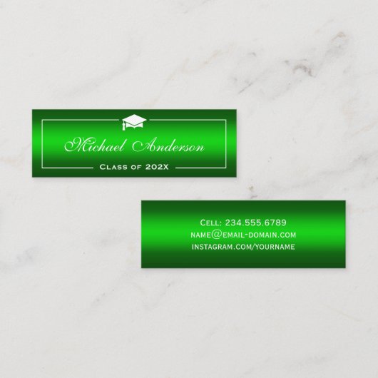 Carte de nom de diplôme - Classy Plain Green Gradi (Devant / Derrière)