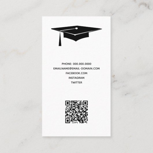 Carte de nom de diplôme Code QR Insérer une carte (Dos)