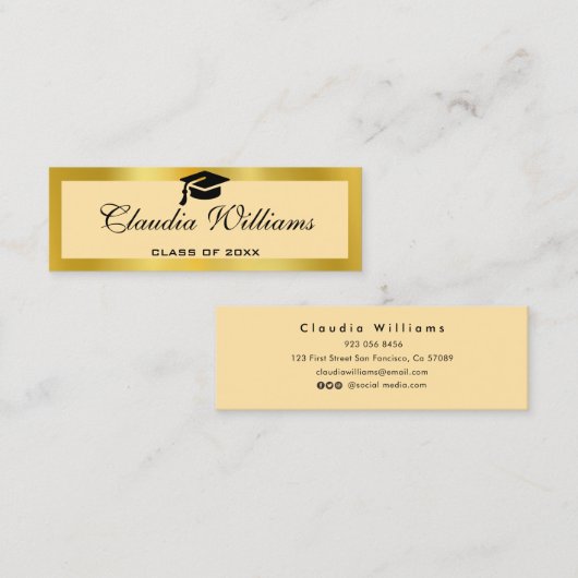 Carte de nom de diplôme. Élégante carte d'insertio (Devant / Derrière)