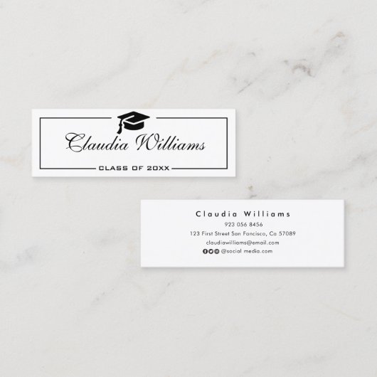 Carte de nom de diplôme. Élégante carte d'insertio (Devant / Derrière)