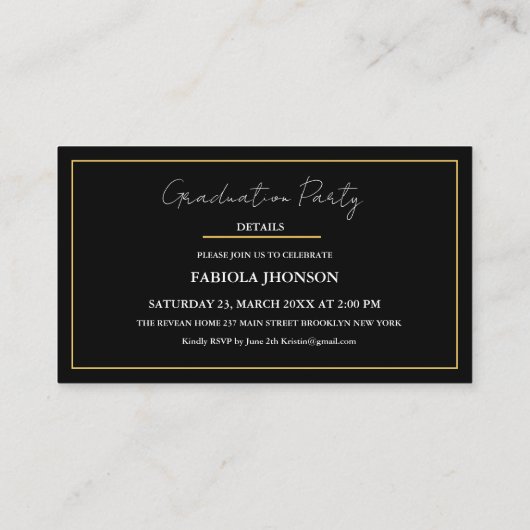 Carte de nom de diplôme moderne Insertion Gold Fra (Dos)