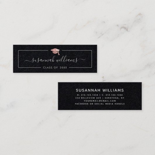 Carte de nom de diplôme Rose de script moderne Cas (Devant / Derrière)