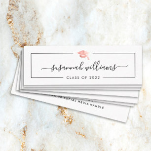 Carte de nom de diplôme Rose de script moderne Cas