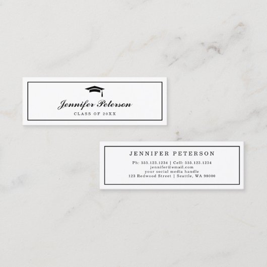 Carte de nom de diplôme Script classique Insérer u (Devant / Derrière)