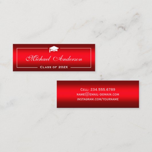 Carte de nom de diplôme - Stylish Plain Red Gradie (Devant / Derrière)
