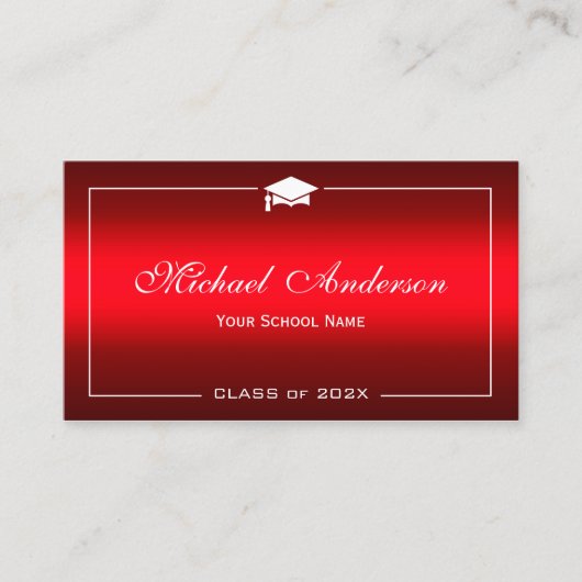 Carte de nom de diplôme - Stylish Plain Red Gradie (Devant)