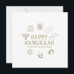 Carte de nom de famille blanche or Happy Hanoukka<br><div class="desc">Bonne Hanoukka,  customisez la carte de voeux de famille. Heureux Hanoukka,  Heureux Chanukah,  Hanoukka Sameach !,  Chag Sameach !,  Chag Urim Sameach ! faux or et blanc</div>