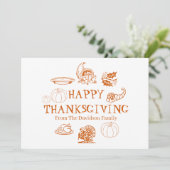 Carte de nom de famille personnalisée bon thanksgi (Debout devant)