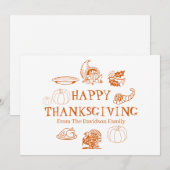 Carte de nom de famille personnalisée bon thanksgi (Devant / Derrière)