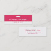 Carte de nom de graduation de bloc de couleur rose (Devant / Derrière)