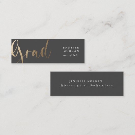 carte de nom de graduation de script or (Devant / Derrière)