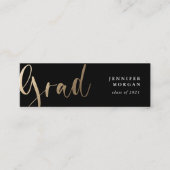Carte de nom de graduation décorative Gold Script (Devant)