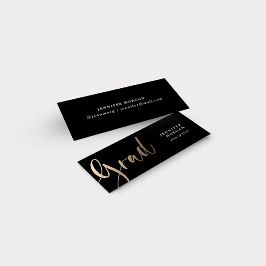 Carte de nom de graduation décorative Gold Script