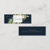 carte de nom de graduation florale bleue et blush (Devant / Derrière)