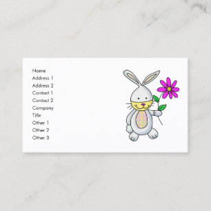 Carte de nom de la fleur de lapin de dessin mignon