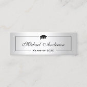 Carte de nom de la graduation Silver Metallic Look (Devant)