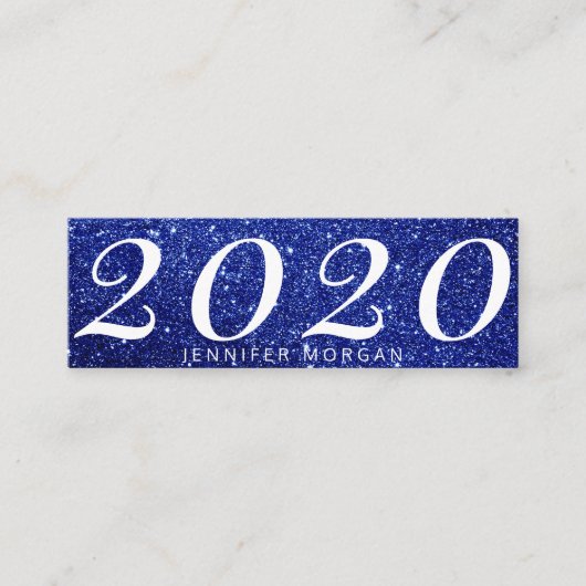 Carte de nom de la parties scintillant bleue luxue (Devant)