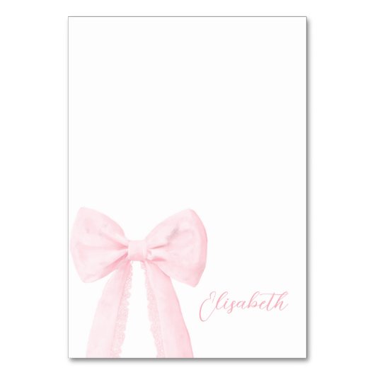 Carte de nom de la table de baptême rose Bow (Par défaut)