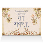 Carte de nom de la table de fleurs vintages (Intérieur Horizontal (haut))