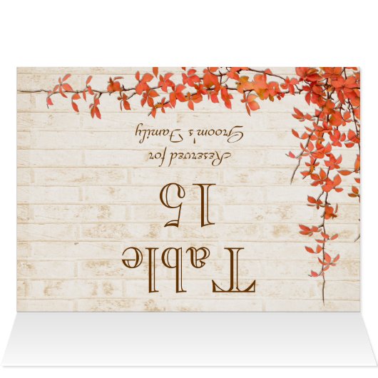 Carte de nom de la table de vignes d'automne (Intérieur Horizontal (haut))